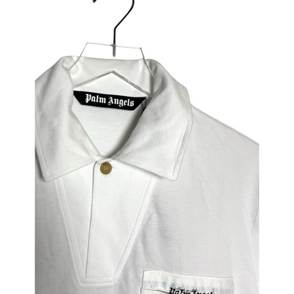 Palm Angels Sartorial Tape Cotton Polo Shirt white mens size Medium New with tag - Picture 3 of 15